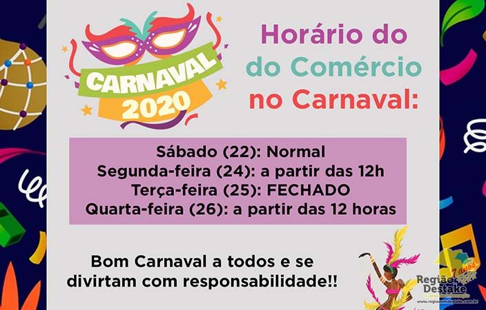 Horário do Comercio no Carnaval-ABRE