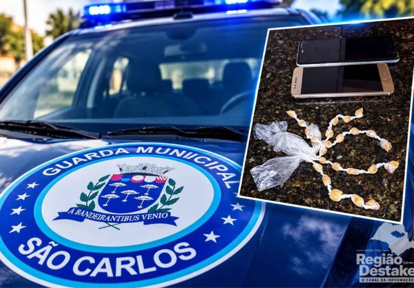 Mulher de 38 anos foi presa por suspeita de tráfico de drogas após a Guarda Municipal encontrar 25 pedras de crack e dois celulares durante abordagem em São Carlos.